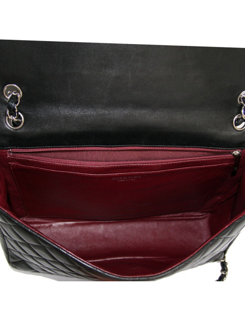 Sac CHANEL Maxi Jumbo cuir d'agneau lisse noir