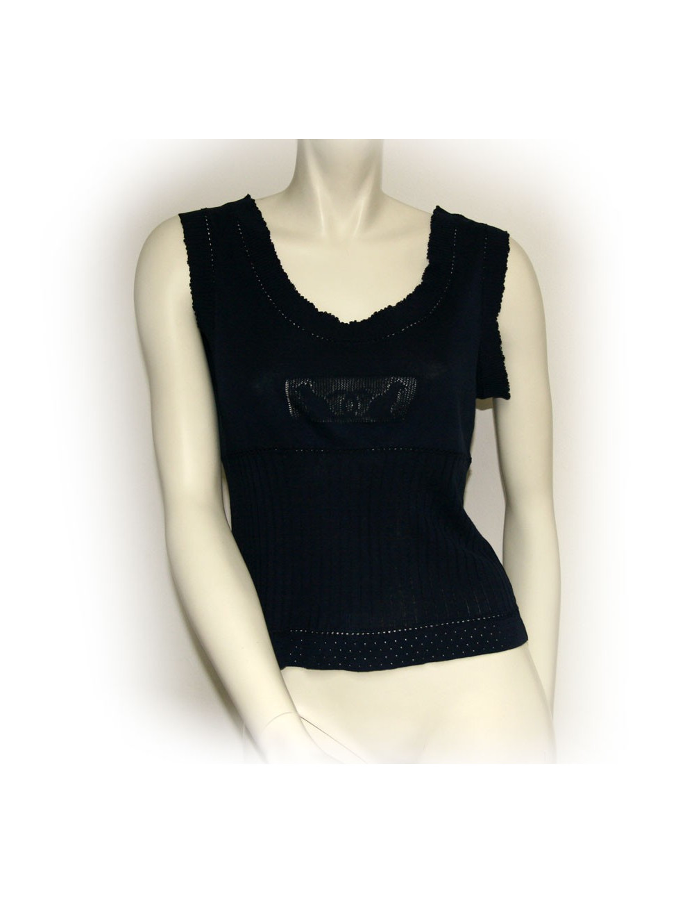 Debardeur CHANEL T40 bleu marine coton 