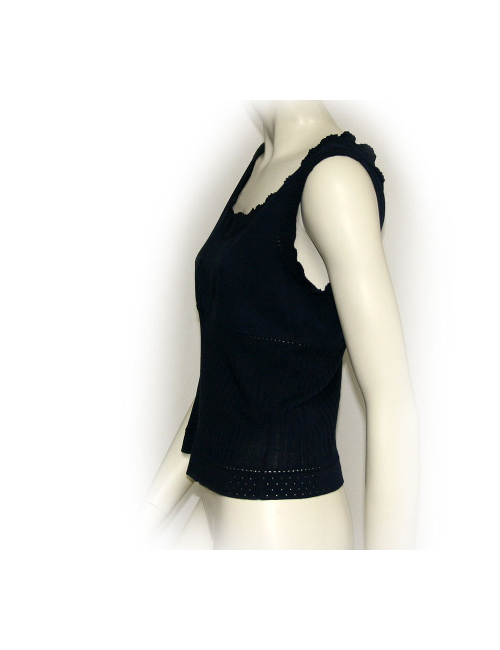 Debardeur CHANEL T40 bleu marine coton 