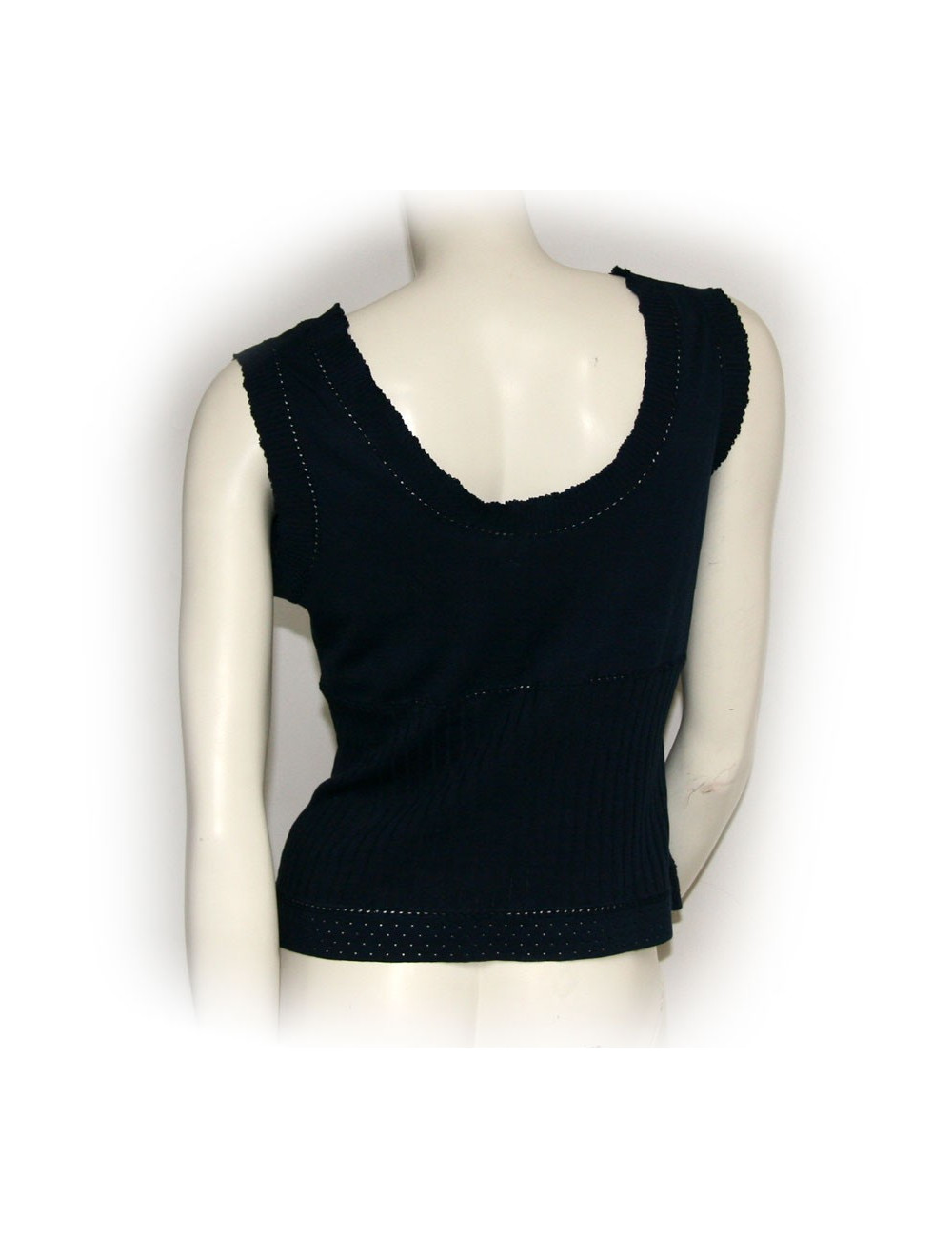 Debardeur CHANEL T40 bleu marine coton 