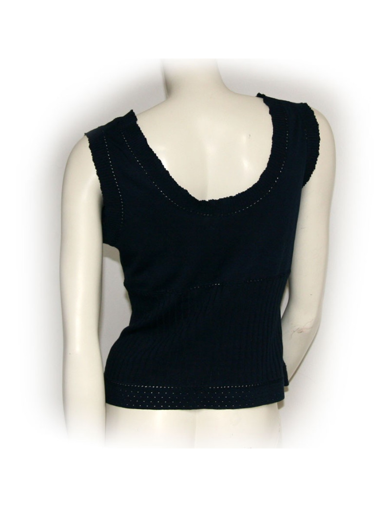 Debardeur CHANEL T40 bleu marine coton 