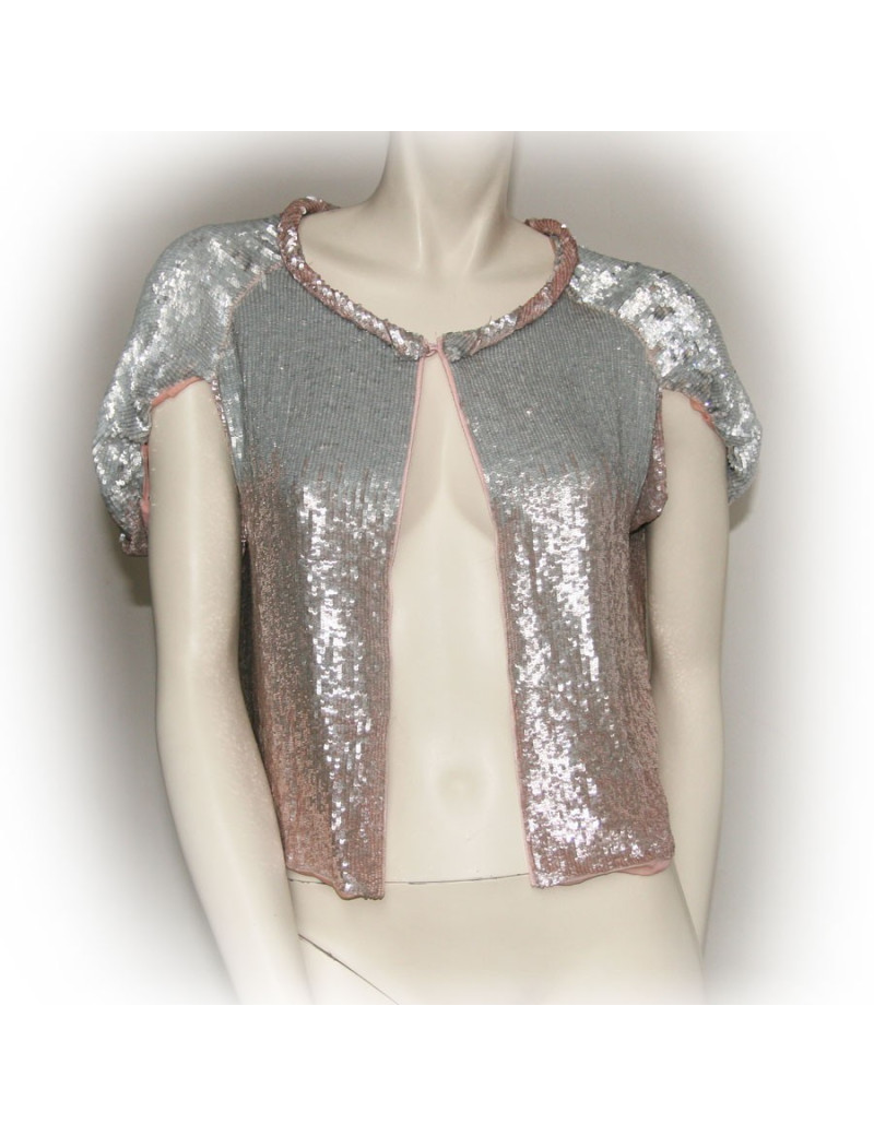 Gilet MAURIZIO PECORARO T 40 IT sequins argentés