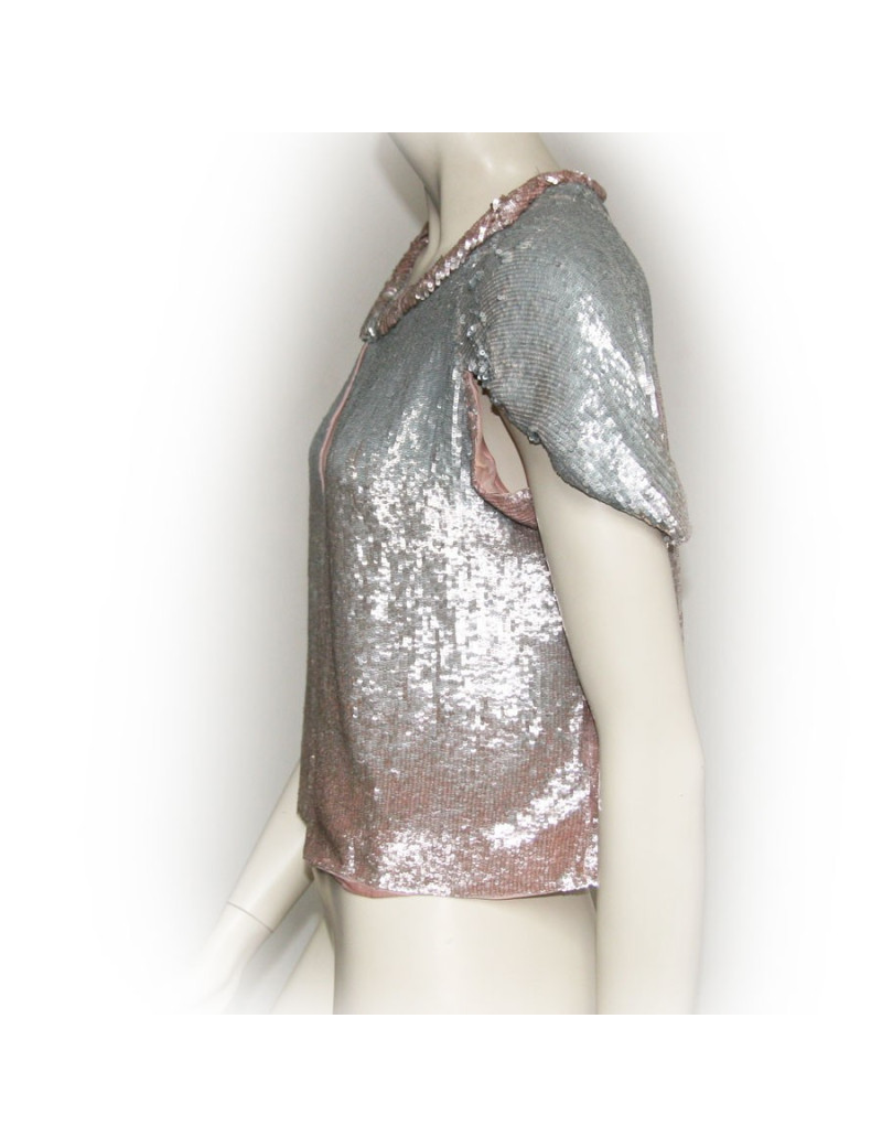 Gilet MAURIZIO PECORARO T 40 IT sequins argentés