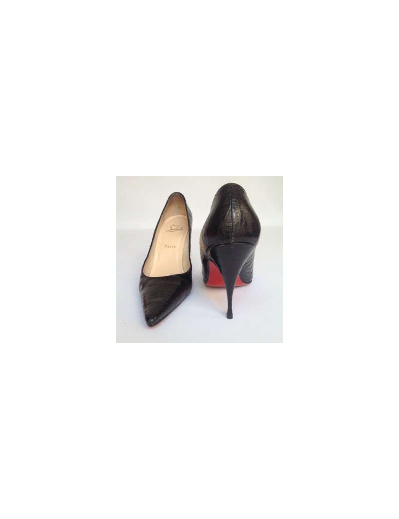Escarpins en cuir noir imitation python CHRISTIAN LOUBOUTIN T38