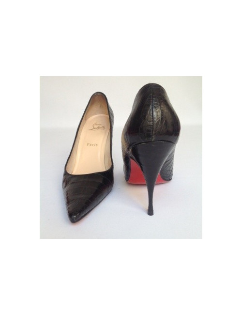 Escarpins en cuir noir imitation python CHRISTIAN LOUBOUTIN T38