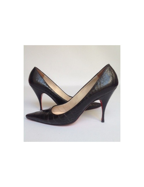 Escarpins en cuir noir imitation python CHRISTIAN LOUBOUTIN T38