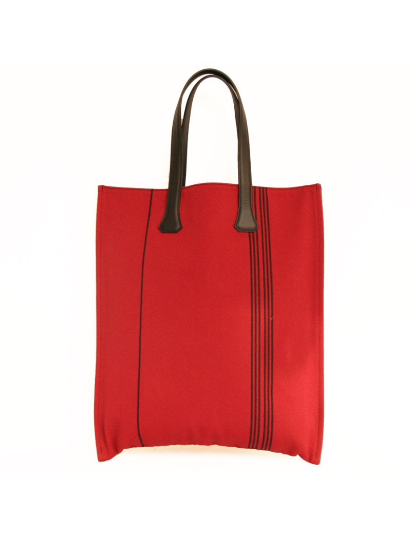 Cabas toile rouge HERMES