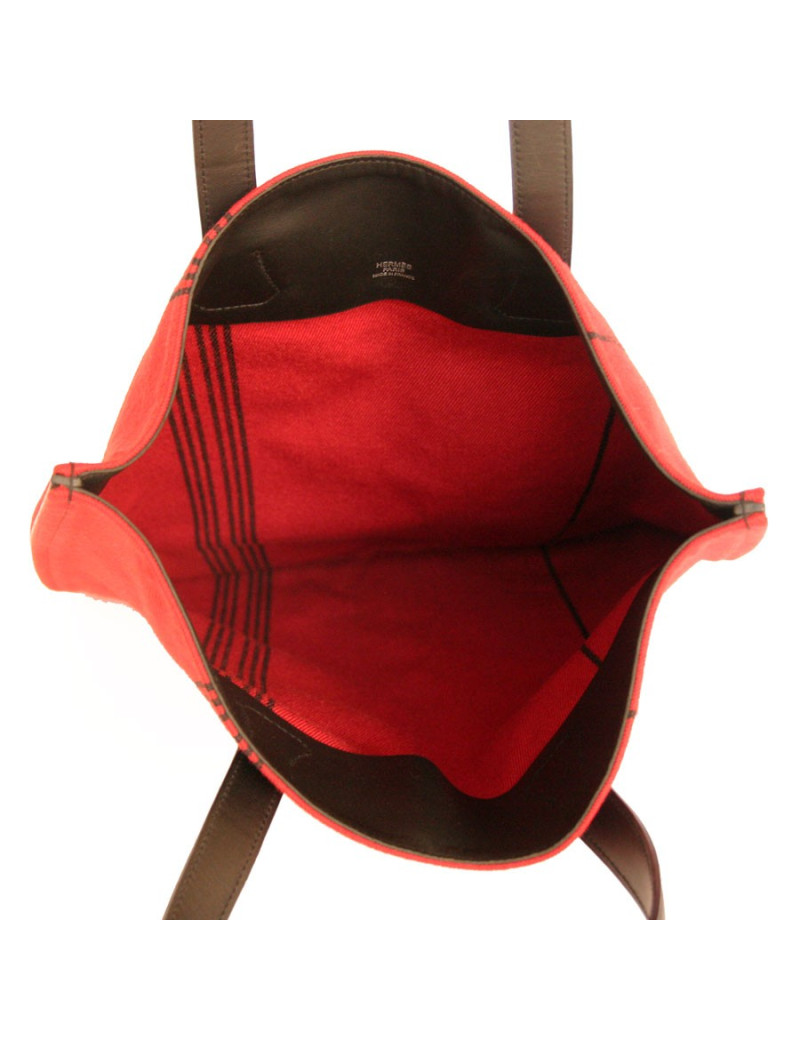 Cabas toile rouge HERMES
