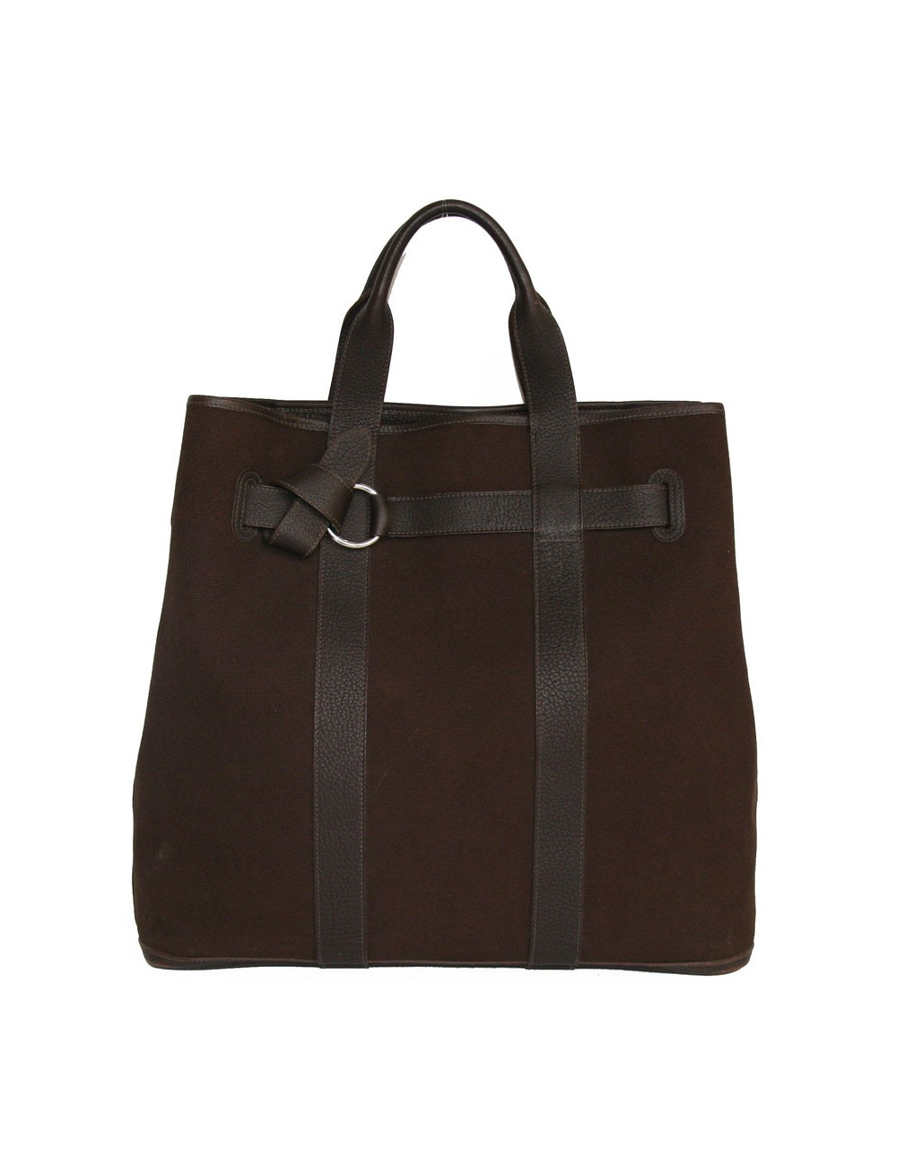 Cabas toile et cuir HERMES