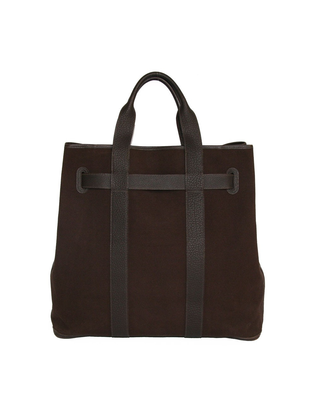 Cabas toile et cuir HERMES