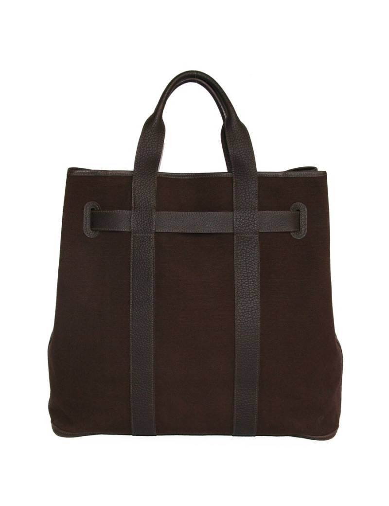 Cabas toile et cuir HERMES