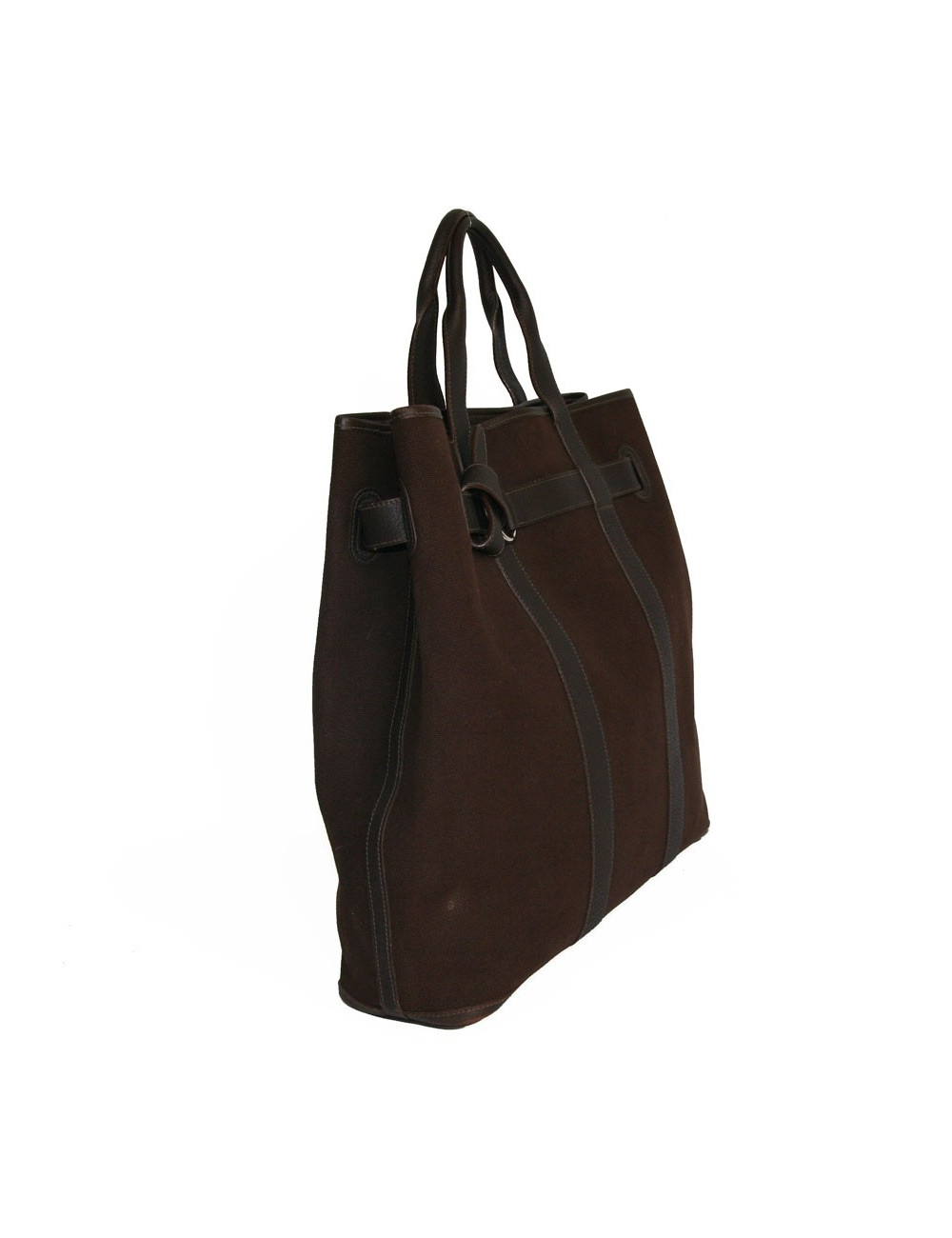 Cabas toile et cuir HERMES