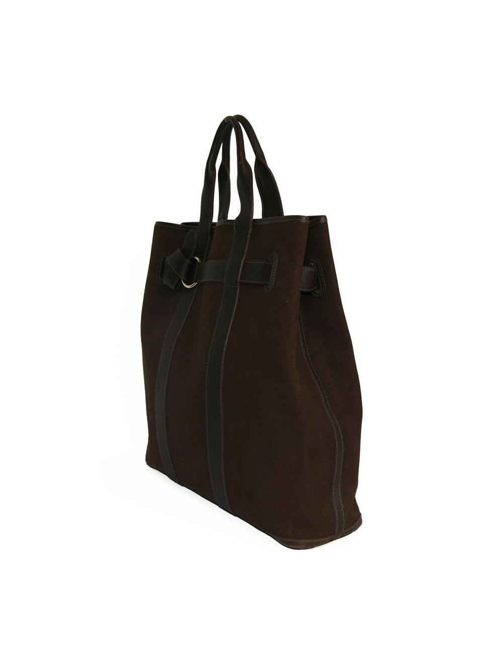 Cabas toile et cuir HERMES