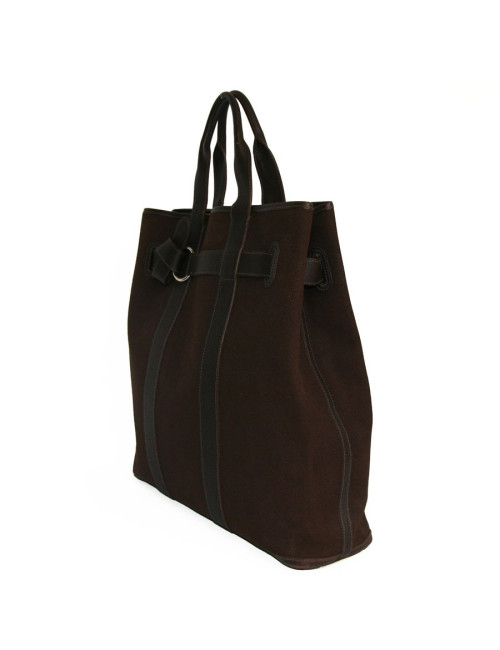 Cabas toile et cuir HERMES