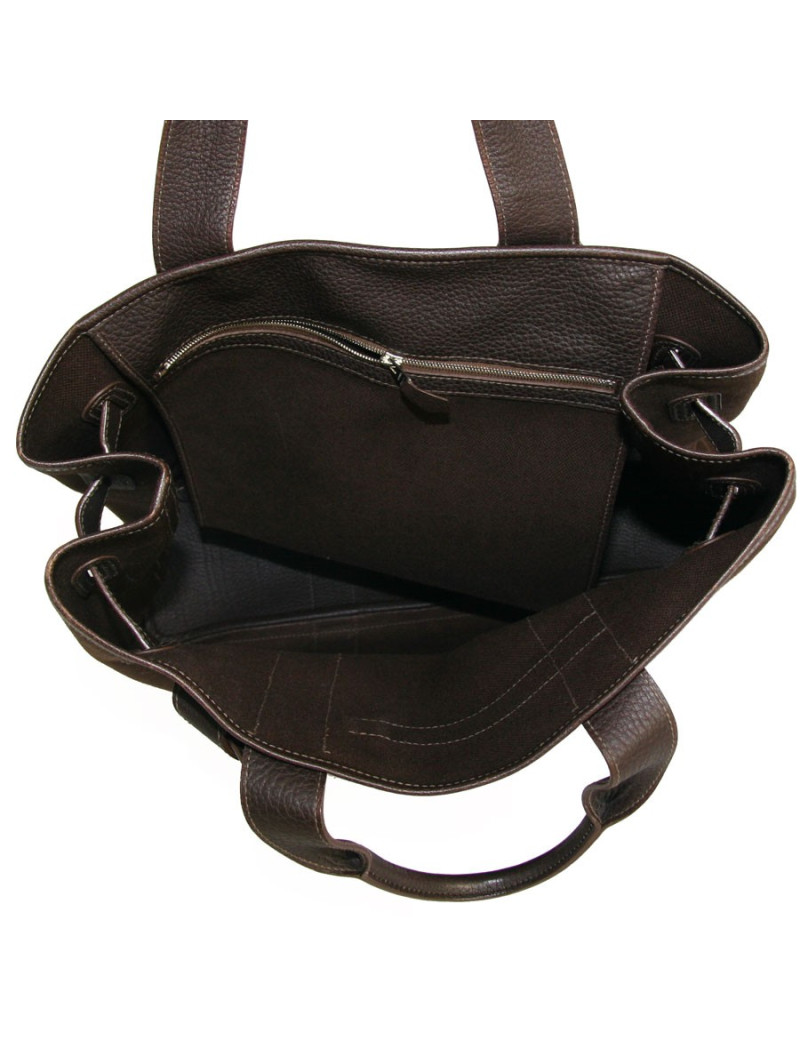 Cabas toile et cuir HERMES