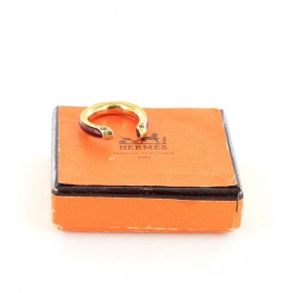 Ring HERMES T52 'Kyoto' leather Burgundy and gold metal