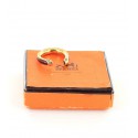 Ring HERMES T52 'Kyoto' leather Burgundy and gold metal