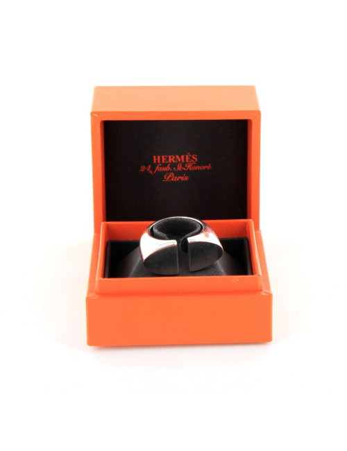 bague HERMES t59  "Initial" argent massif