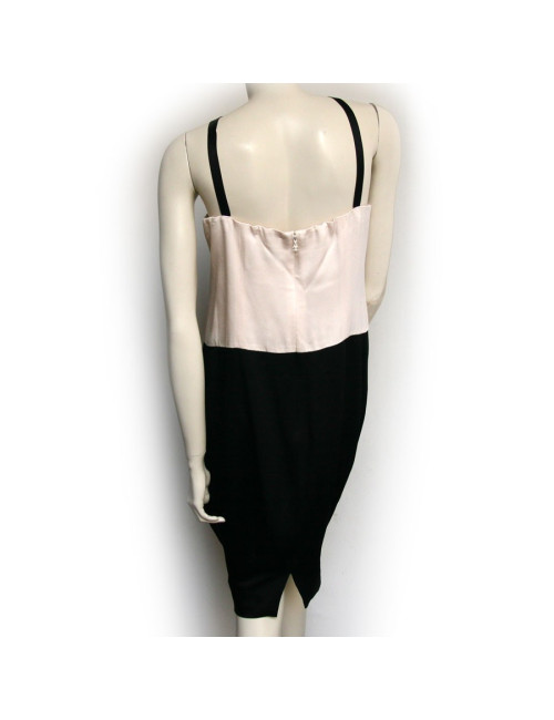 Robe CHANEL satin bicolore blanche et noire