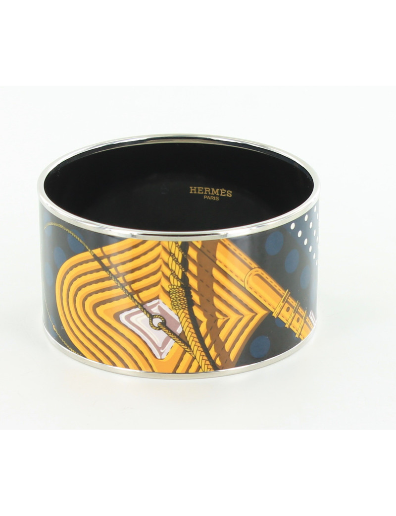 Bracelet  HERMES xl "Clic Clac à pois palladié