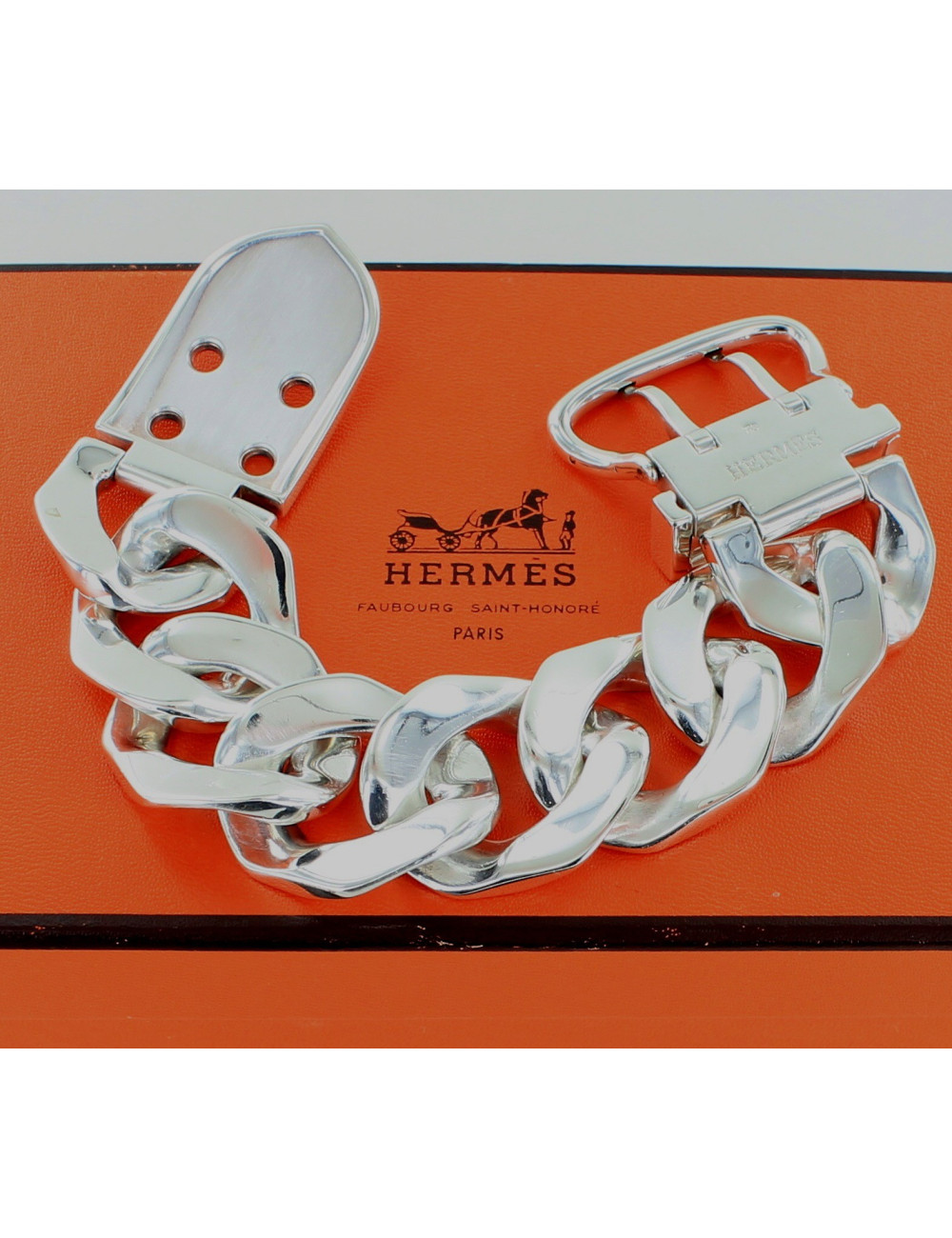 Gourmette HERMES GM argent massif