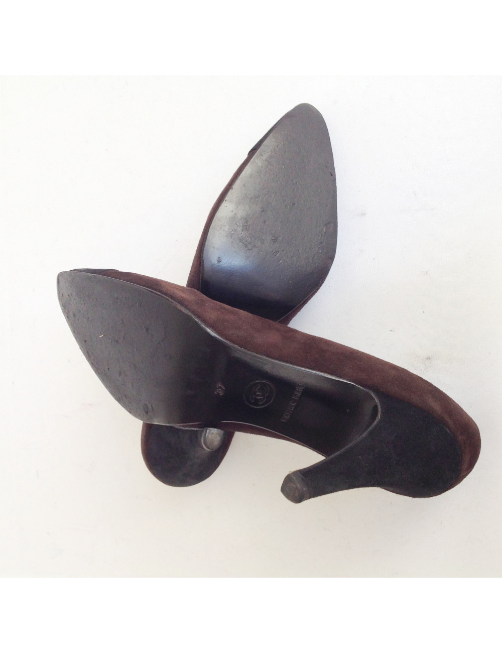 Escarpins CHANEL en daim marron 