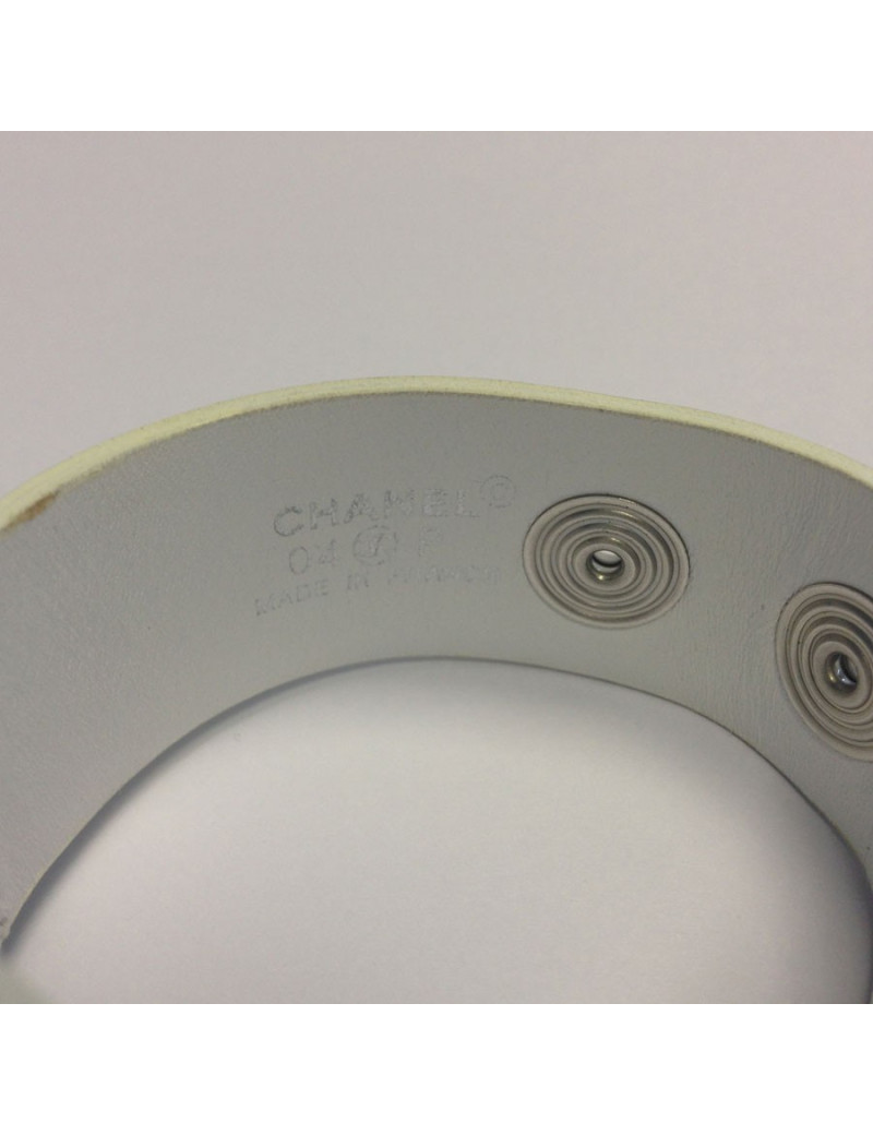 Bracelet CC et cuir blanc CHANEL