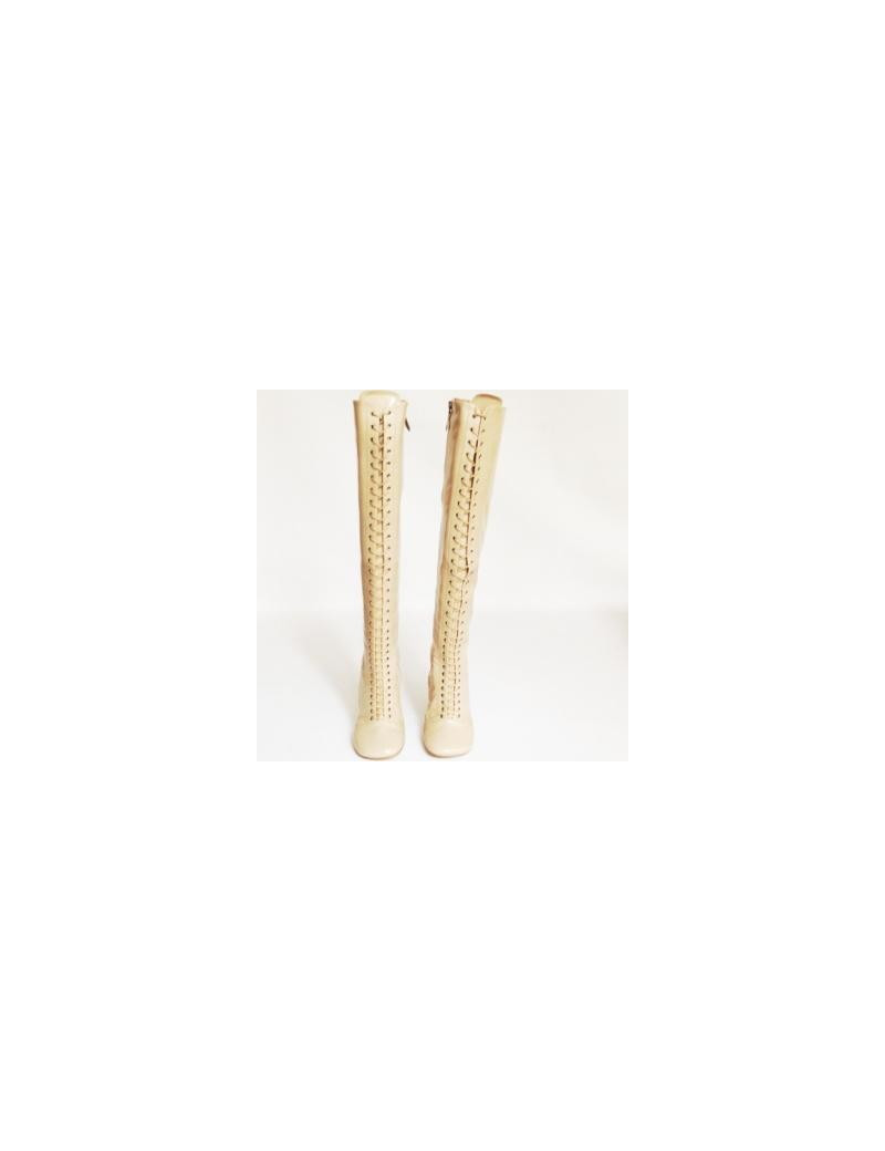 Bottes MIU MIU T 38 cuir verni beige