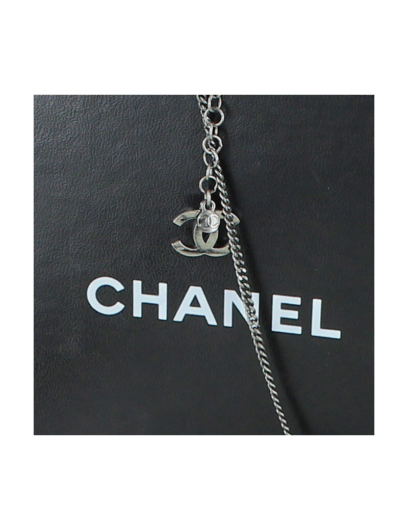 Sautoir Chanel perles noires et blanches 