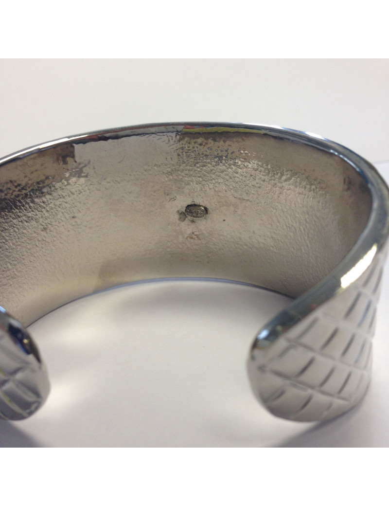 Manchette CHANEL argent palladié et métal doré