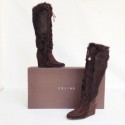 CÉLINE T36 suede and Brown fur boots