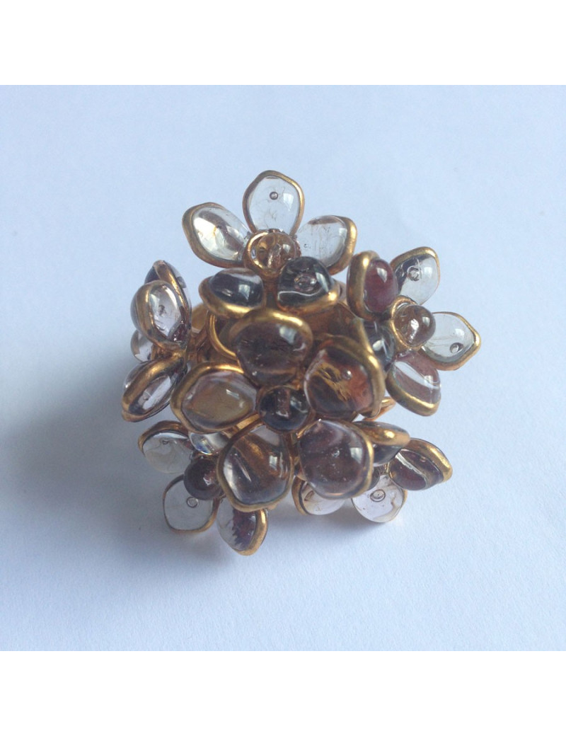 Bague fleurettes en pâte de verre