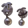 CHANEL silver and Pearl Pearl ear studs