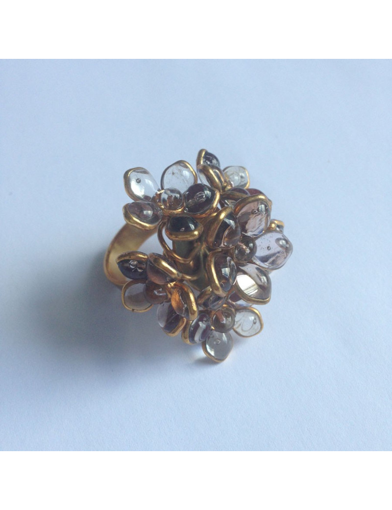 Bague fleurettes en pâte de verre