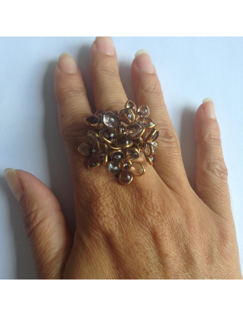 Bague fleurettes en pâte de verre