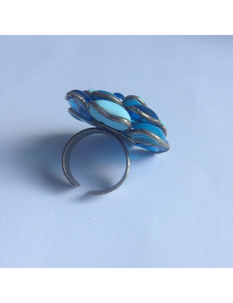 Bague "Fleur bleue"MARGUERITE DE VALOIS bleu dégradé