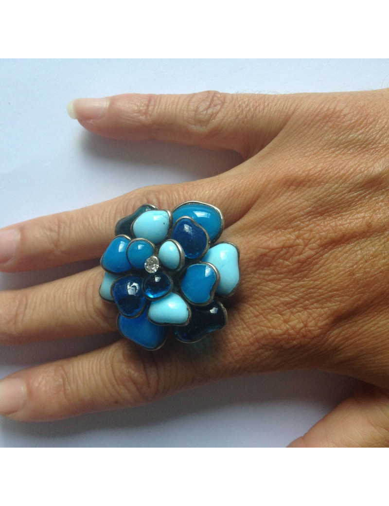 Bague Camélia MARGUERITE DE VALOIS bleu dégradé