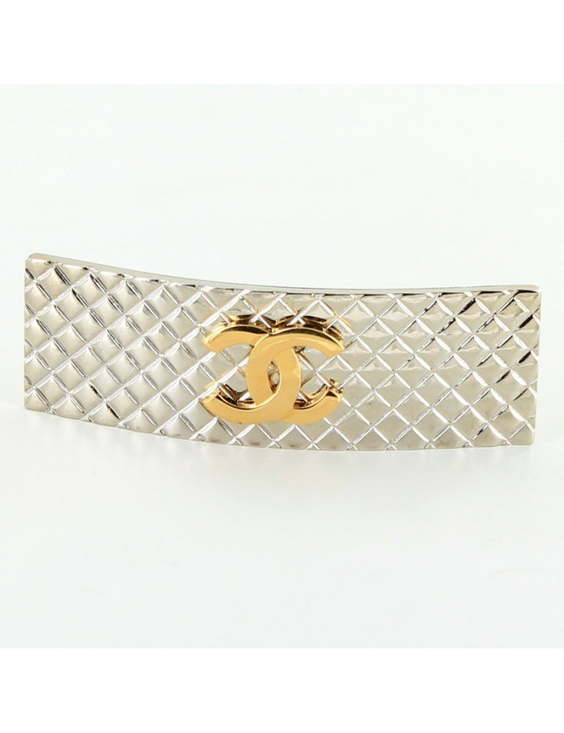 Barrette à cheveux CHANEL  métal argenté matelassée