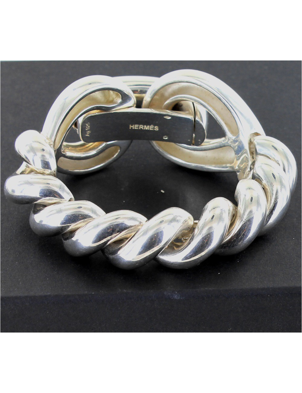 gourmette HERMES argent massif