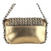 Small CHANEL flap bag in Bronze gilded leather
