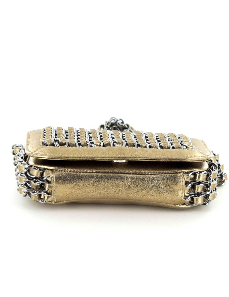 Small CHANEL flap bag in Bronze gilded leather