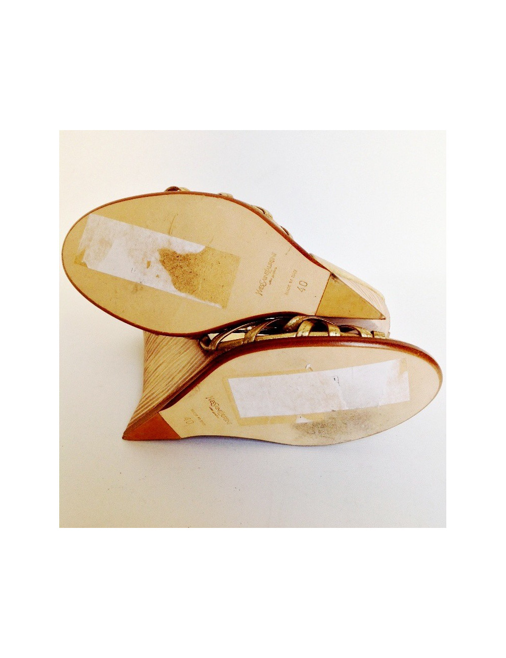 Sandals YVES SAINT LAURENT T 40 Golden