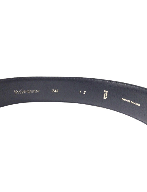 Ceinture "Coeur" Yves Saint Laurent cuir noir et métal doré