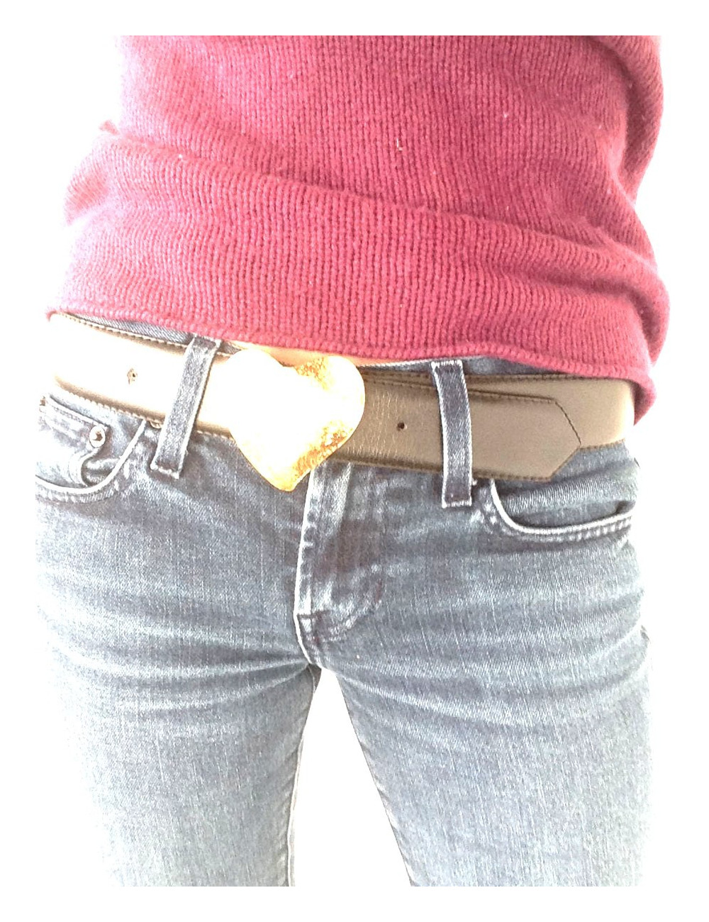 Belt 'Heart' Yves Saint Laurent black leather and gold metal