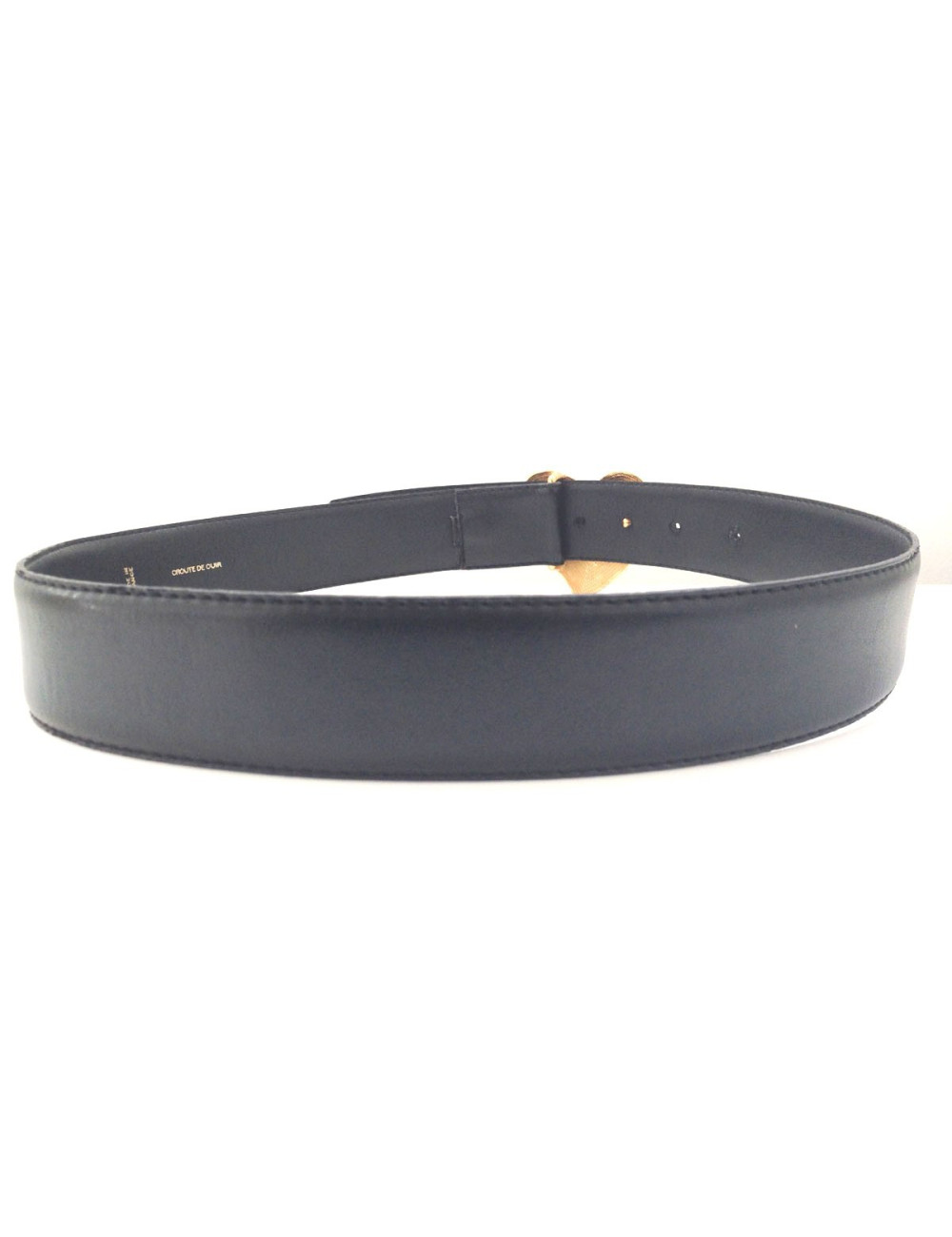 Ceinture "Coeur" Yves Saint Laurent cuir noir et métal doré