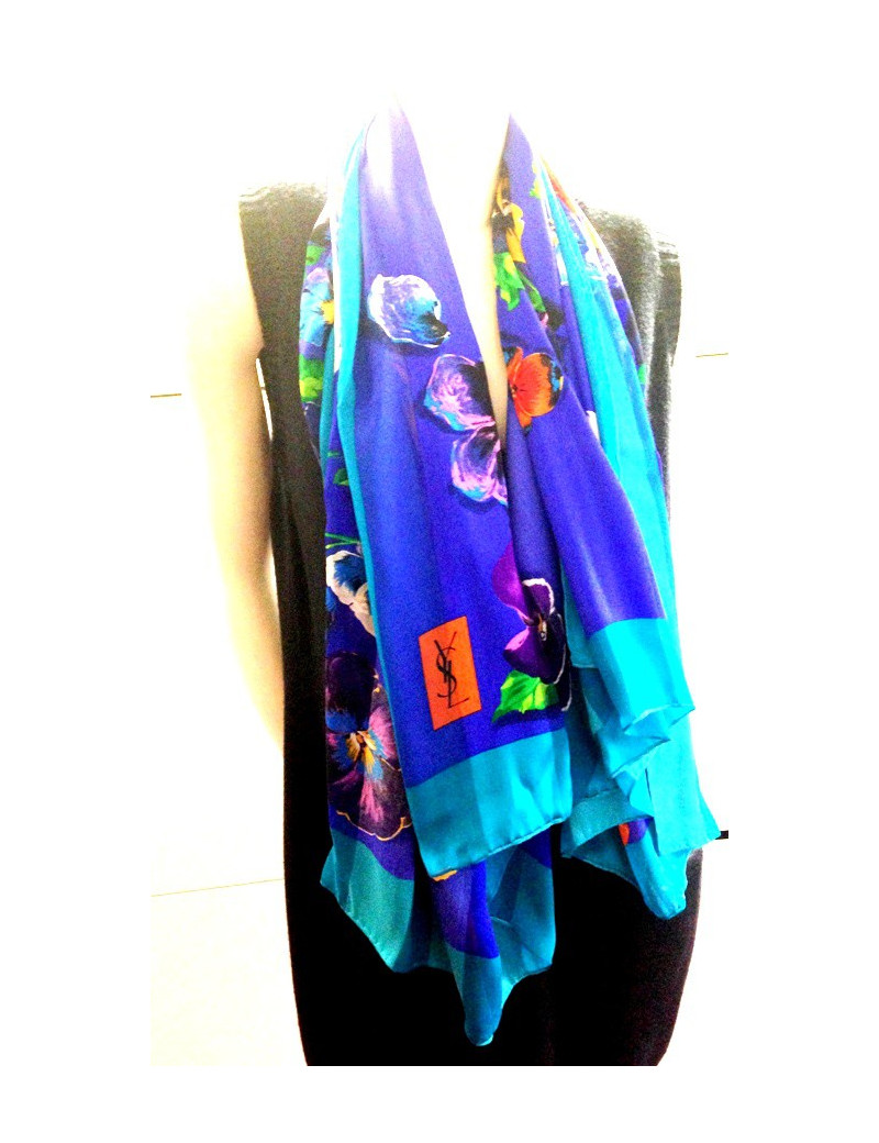 YVES SAINT LAURENT scarf flowery silk