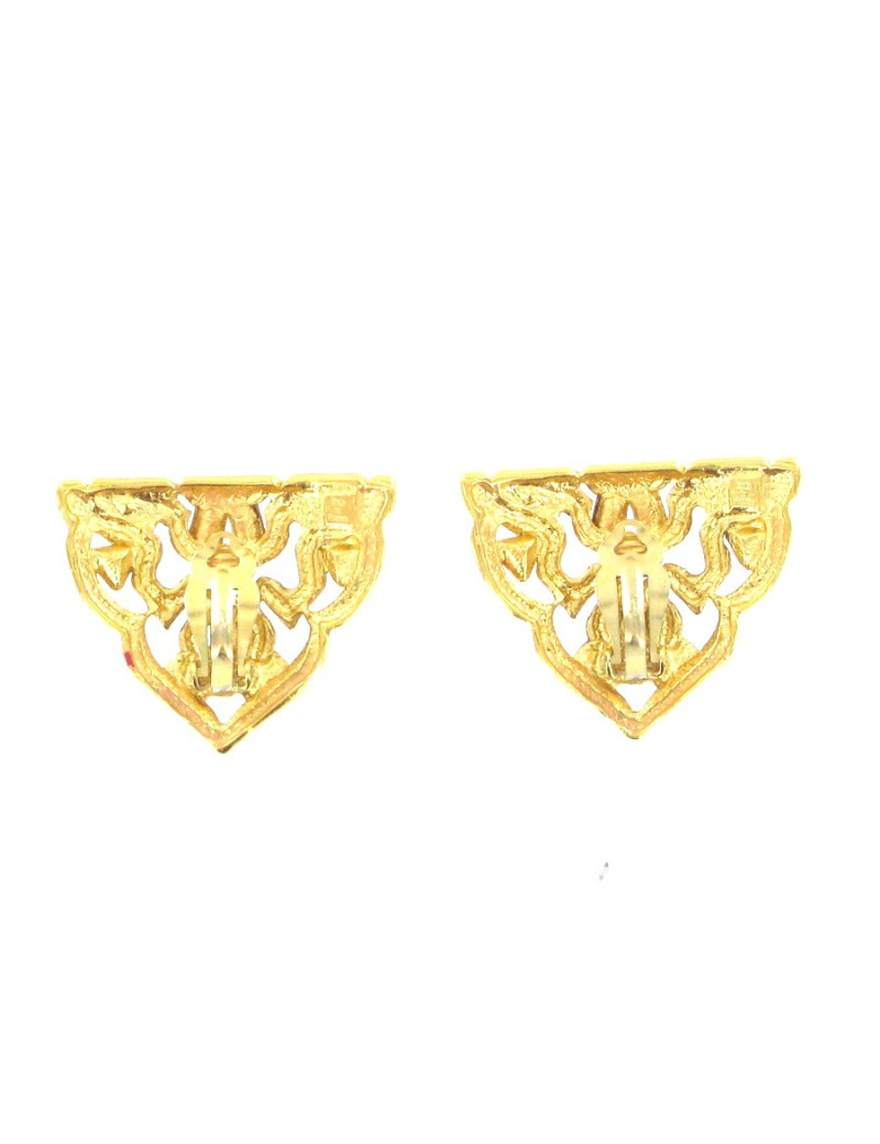 Ear clips vintage YVES SAINT LAURENT rhinestone and gold fine gold metal