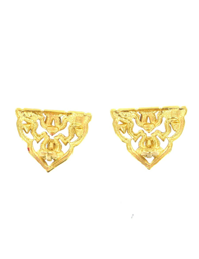 Clips d'oreilles vintage YVES SAINT LAURENT strass et métal doré à l'or fin