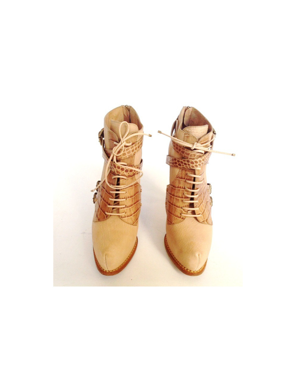 Bottines à talons DIOR T40 cuir et croco 