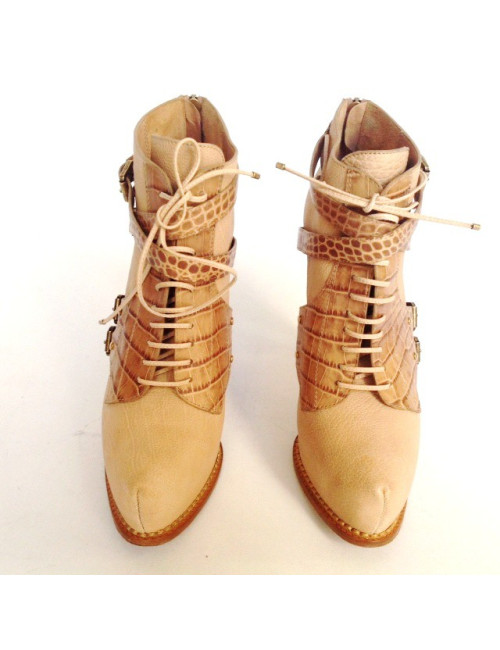 Bottines à talons DIOR T40 cuir et croco 